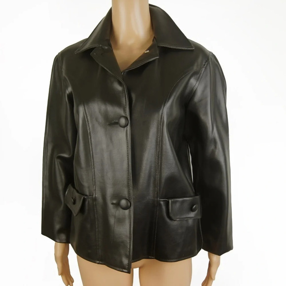 Vintage 50s 60s Japan Mod Black Nylon Faux Leather Jacket - Picture 1 of 7